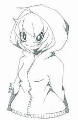 Hoodie Anime Drawing Girl Sketch Alien Getdrawings sketch template