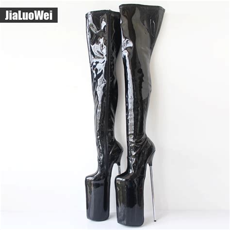 jialuowei extreme high heel appr 12cm heel pointed toe sexy patent leather stiletto metal heel