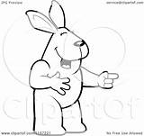 Laughing Rabbit Cartoon Pointing Clipart Thoman Cory Outlined Coloring Vector Royalty Clipartof sketch template