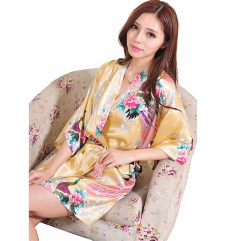 Buy Gold Wedding Bridesmaid Robe Chinese Lady Silk