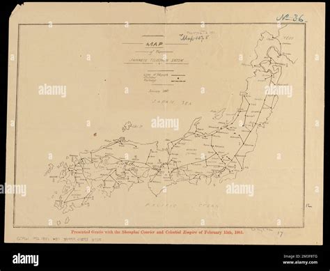 Map Of The Japanese Telegraph System Telegraph Lines Japan Maps