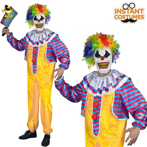 deluxe killer clown costumes mask adults halloween fancy dress mens