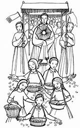 Christi Corpus Fronleichnam Ausmalen Procession Rosary Religionsunterricht Christlich Christie sketch template
