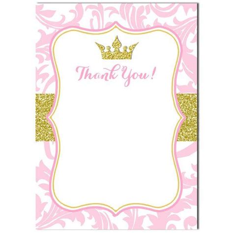 princess thank you notes printable instant download