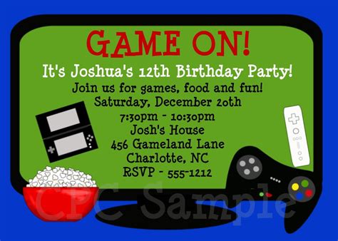 printable video game party invitations  printable