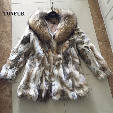 2018 women real soft natural rabbit fur coat with big genuine true