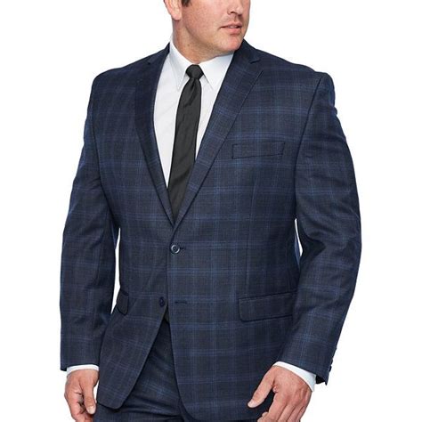 Collection By Michael Strahan Blue Plaid Stretch Suit Jacket Big And