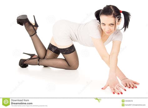 Erotyk Dziewczyna W Pończochach Zdjęcie Stock Obraz Złożonej Z Dama
