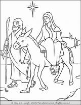 Coloring Advent Bethlehem Catholic Thecatholickid Mule Nativity Donkey Census Manger Annunciation sketch template