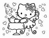 Coloring Kitty Hello Pages Tea Party Sanrio Halloween Drawing Print Cartoon Color Printable Cute Sheets Birthday Princess Colouring Getdrawings Coloringpages7 sketch template