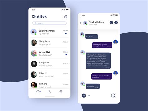 chat box messaging app concept uplabs