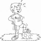 Soccer Boy Ball Coloring Standing Pages Football Playing Boys sketch template