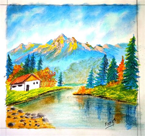 easy landscape drawing  beginners oil pastel drawing  beginners
