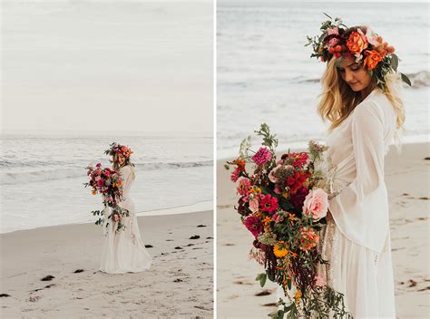 Bohemian Sunset Bridal Session With Dreamy Floral Designs Green