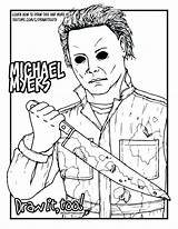 Coloring Myers Michael Jason Pages Halloween Voorhees Drawing Mask Printable Color Draw Scary Book Too Drawings Kids Adult Vorhees Getdrawings sketch template