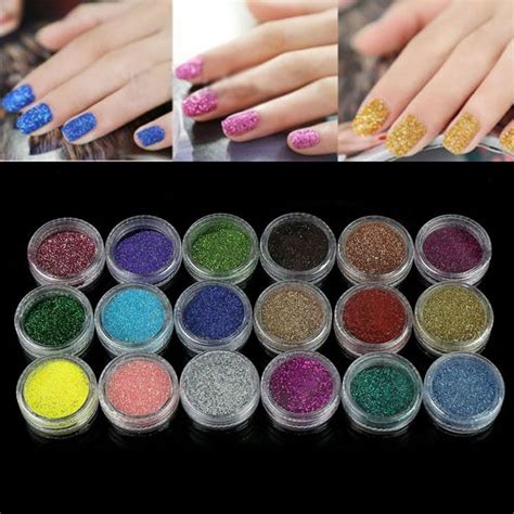 18 colors nail art glitter powder for uv gel acrylic powder decoration