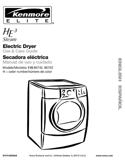 kenmore  elite  steam  cu ft electric dryer   care manual