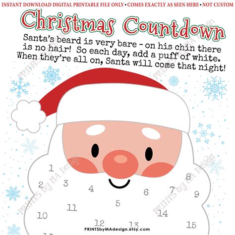 countdown  christmas glue cotton balls  santas beard countdown