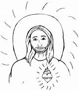 Heart Sacred Jesus Drawing Fire Getdrawings sketch template