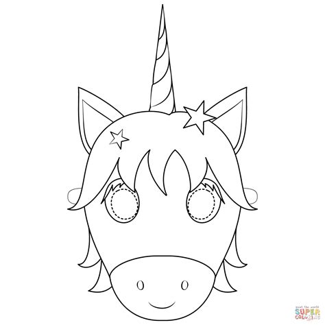 unicorn mask coloring page  printable coloring pages