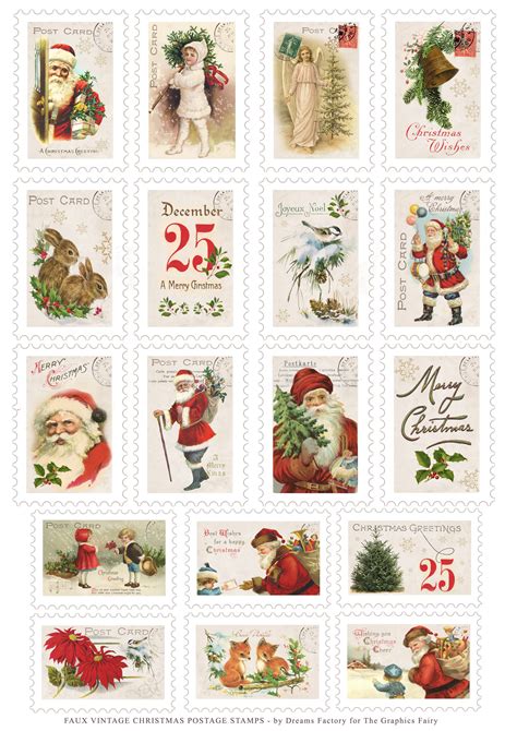 vintage christmas stamps printable  graphics fairy