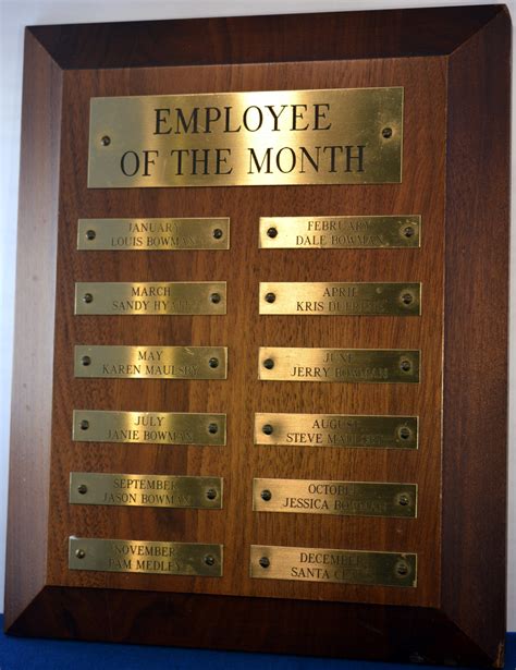 employee  plaque bowmans enterprises