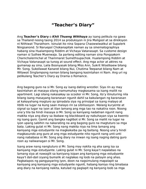 reaction paper teachers diary teachers diary ang teachers
