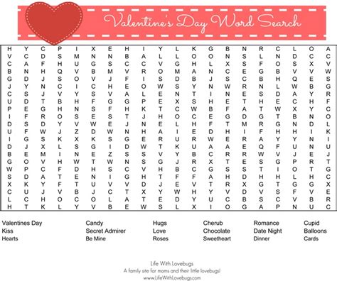 valentines day word search life  lovebugs