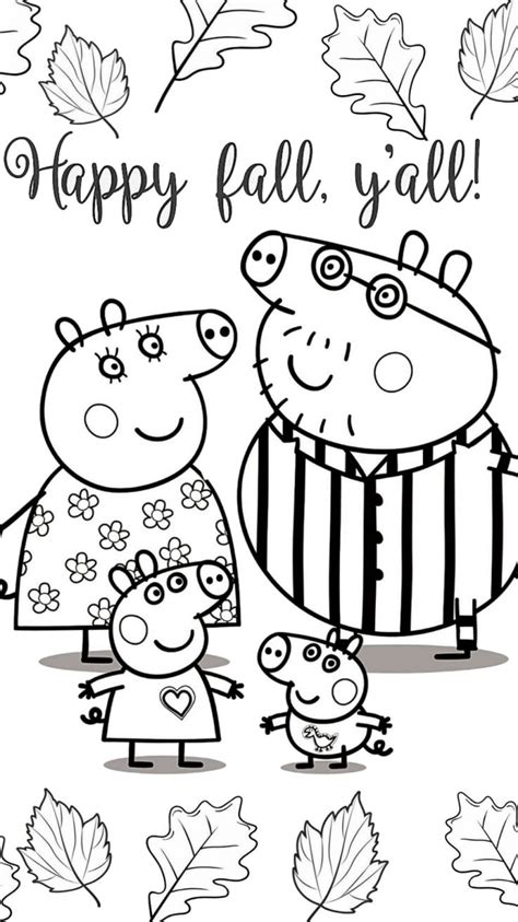 peppa pig family happy fall coloring pages fall coloring pages