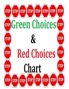green choices red choices chart   learning night owls teachers