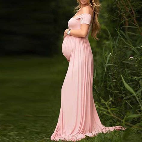 pink   shoulder maternity dresses maxi sunifty