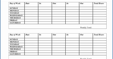 monthly timesheet template  printable  template