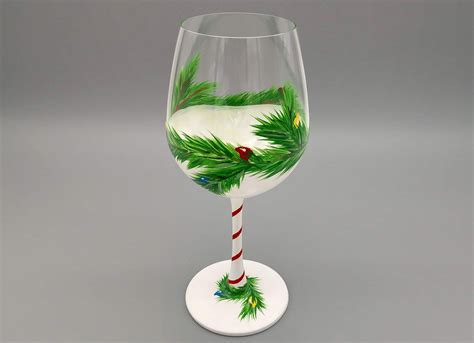 Christmas Hand Painted Wine Glass Winter Theme Holiday Etsy