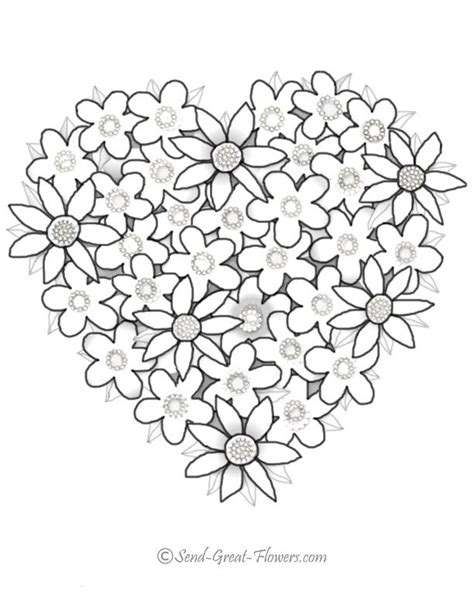 flower  hearts coloring pages   flower  hearts