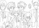 Host Club Ouran Coloring School High Pages Lineart Sketch Koukou Trending Days Last sketch template