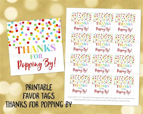 printable   popping  favor tags rainbow confetti etsy