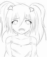 Pages Coloring Anime Sad Getcolorings Girl sketch template