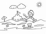 Coloring Pages Summer Beach Library Clipart Season Drawing Kids sketch template