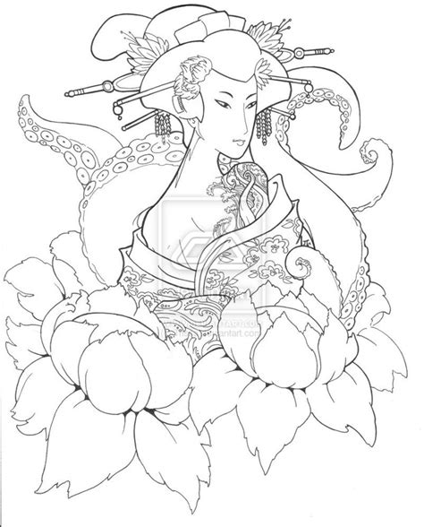 geisha  papawaff  deviantart coloring pages drawings coloring books