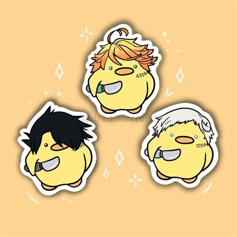 the promised neverland duck meme sticker emma norman ray etsy