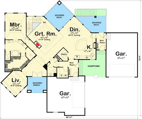 sprawling  bed house plan  interesting angles dj architectural designs house plans