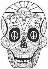 Coloring Skull Sugar Pages Printable Adults Books Template Book Muertos Dia Los Skulls Adult Dead Teenagers Drawing Colouring Masks Color sketch template
