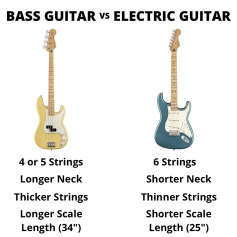 bass guitar  electric guitar    differences guitar