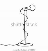 Microphone Stand Outline Background Vector Pic Shutterstock sketch template