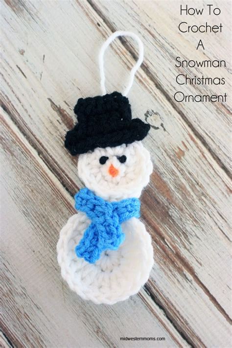 crochet snowman ornament crochet snowman applique etsy