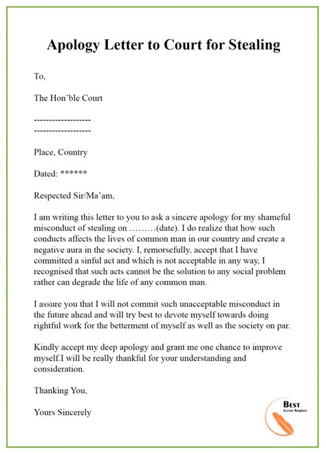 letter format  court collection letter template collection