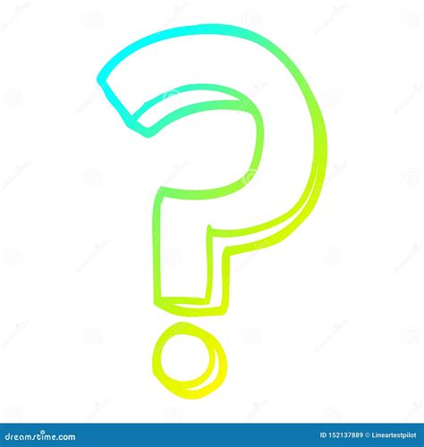 a creative cold gradient line drawing cartoon question mark stock