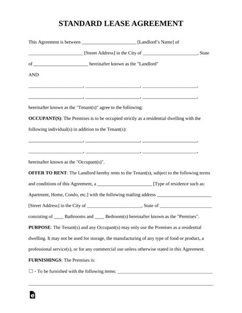 printable rental agreement form printable forms