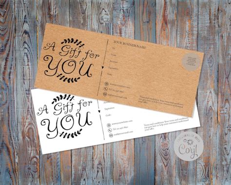 printable gift card template editable instant  diy etsy