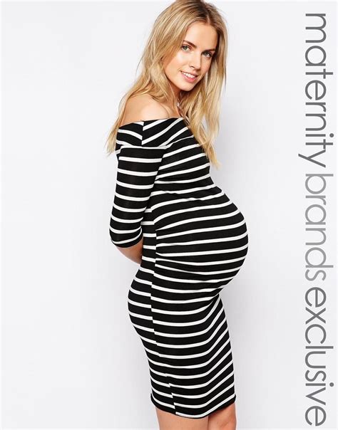 maternity   maternity stripe bardot dress  asos asos maternity stylish